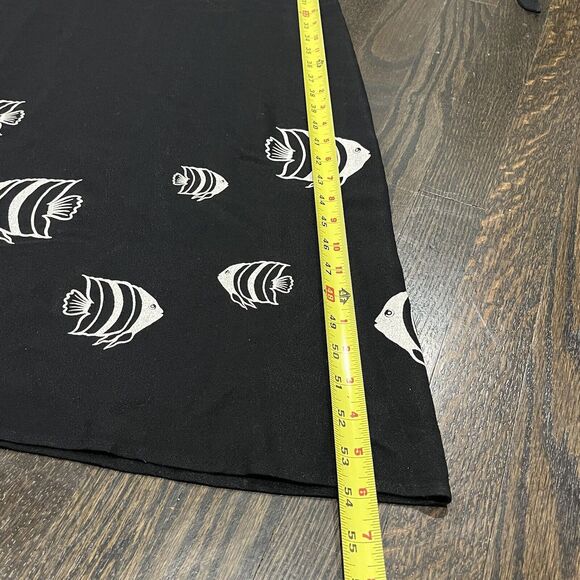 Vintage Connie Choi Dress Large‎ Black Rock Fish Sleeveless Maxi Belted Tropical - Picture 5 of 6